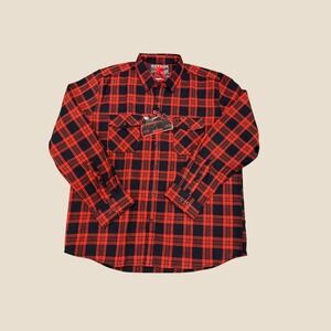 Warrior Testarossa Red Black Plaid Flannel Shirt Mens XL NWT Button Up